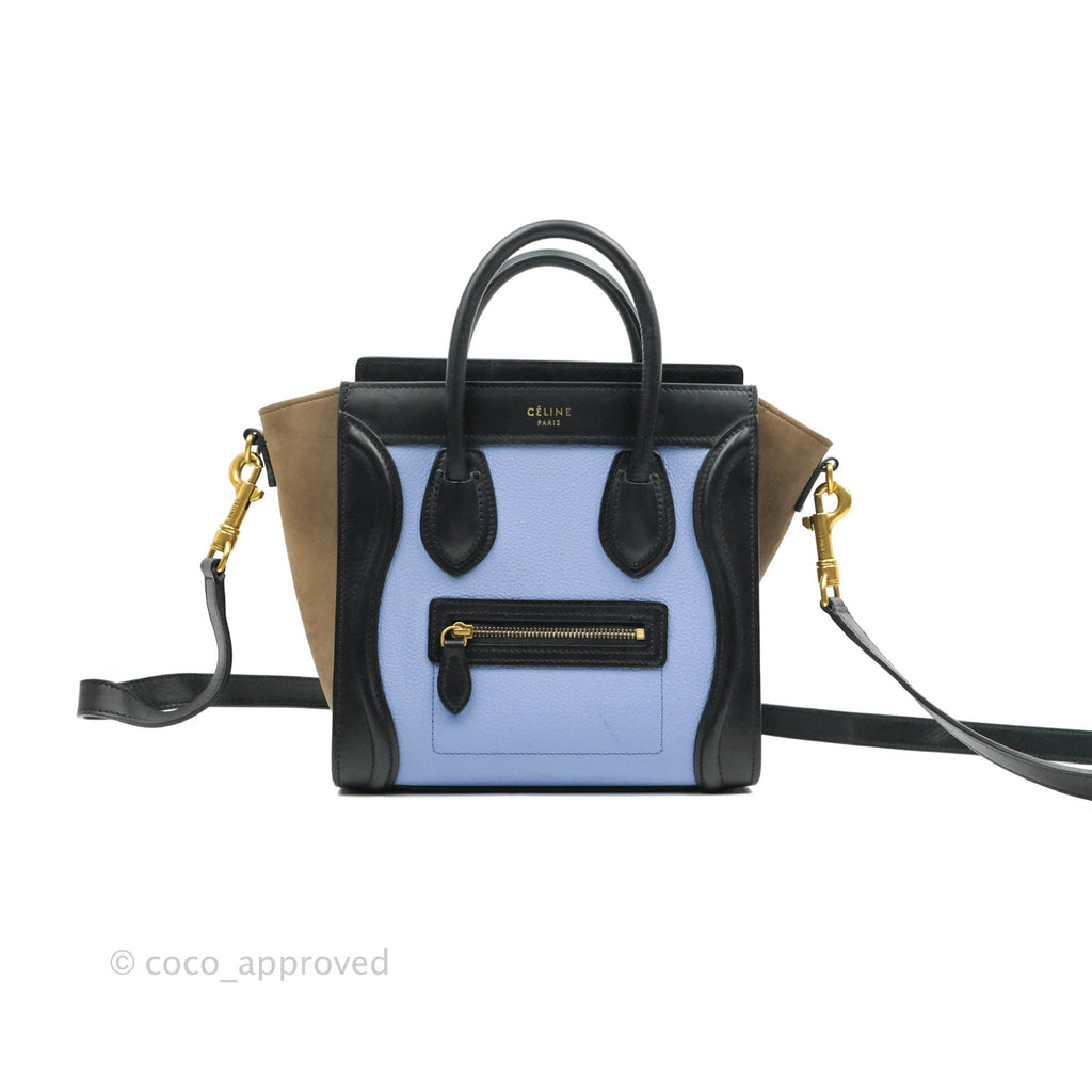 Celine Tri Color Blue/Khaki/Black Nano Luggage Tote