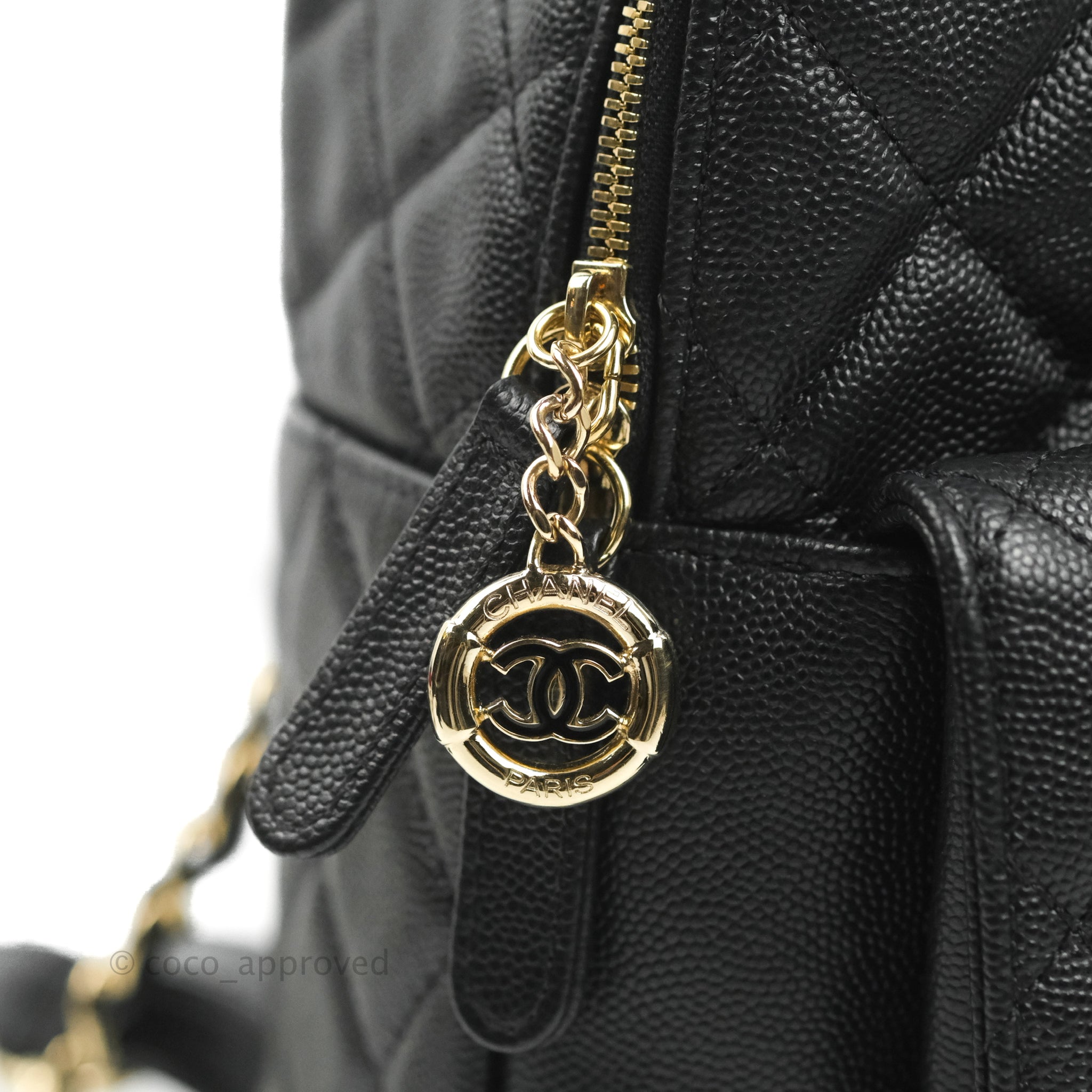 Chanel Quilted Day Backpack - black & gold Chanel Black Quilted Caviar CC Filigree Backpack main image 4