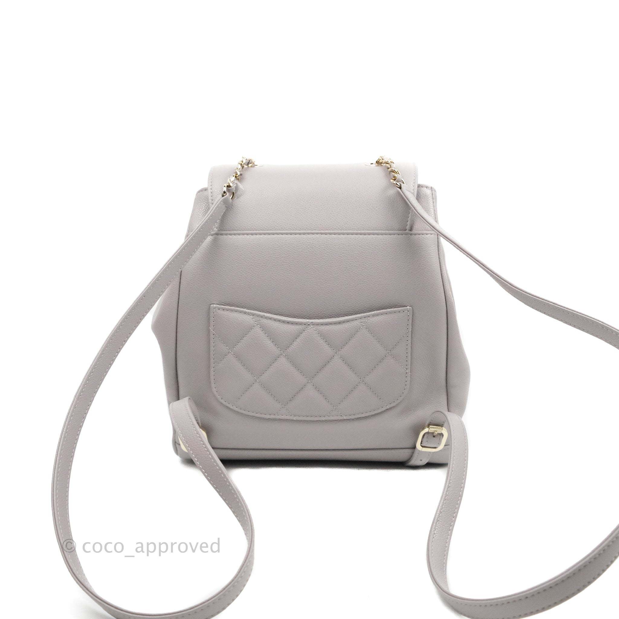 Chanel Caviar Quilted Small Business Affinity Flap Grey Light Gold