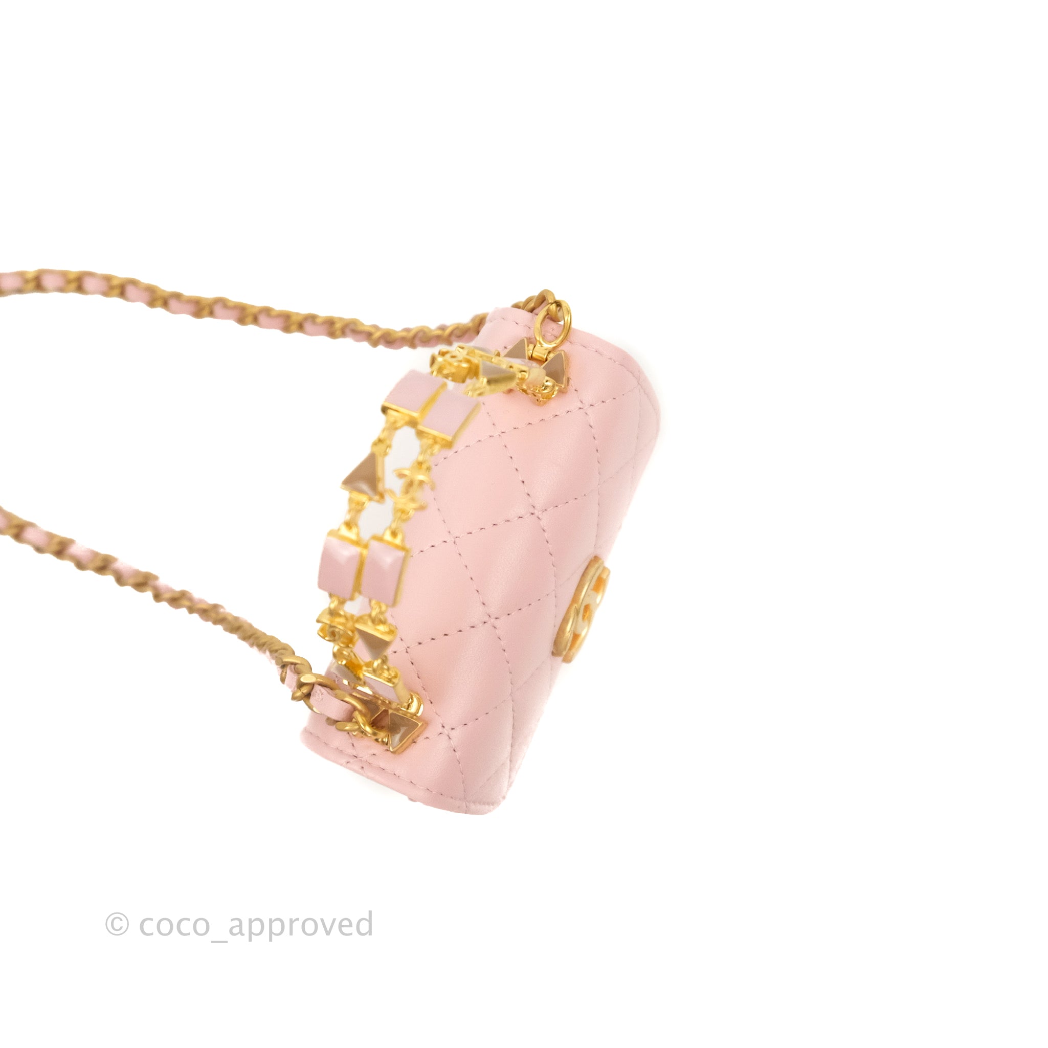 Chanel Mini Enamel Handle Clutch on Chain Pink Lambskin Gold Hardware –  Coco Approved Studio
