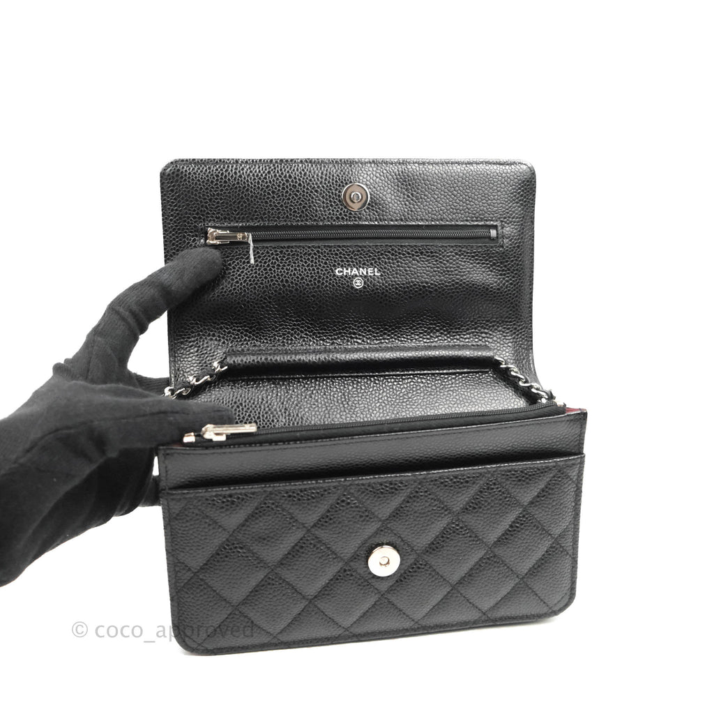 Chanel Quilted Classic WOC Black Caviar Silver Hardware
