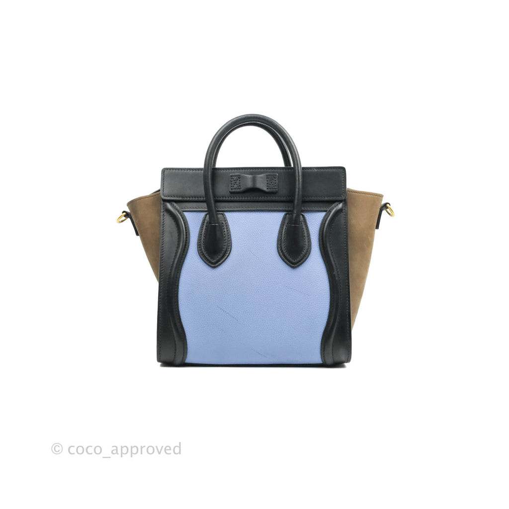 Celine Tri Color Blue/Khaki/Black Nano Luggage Tote