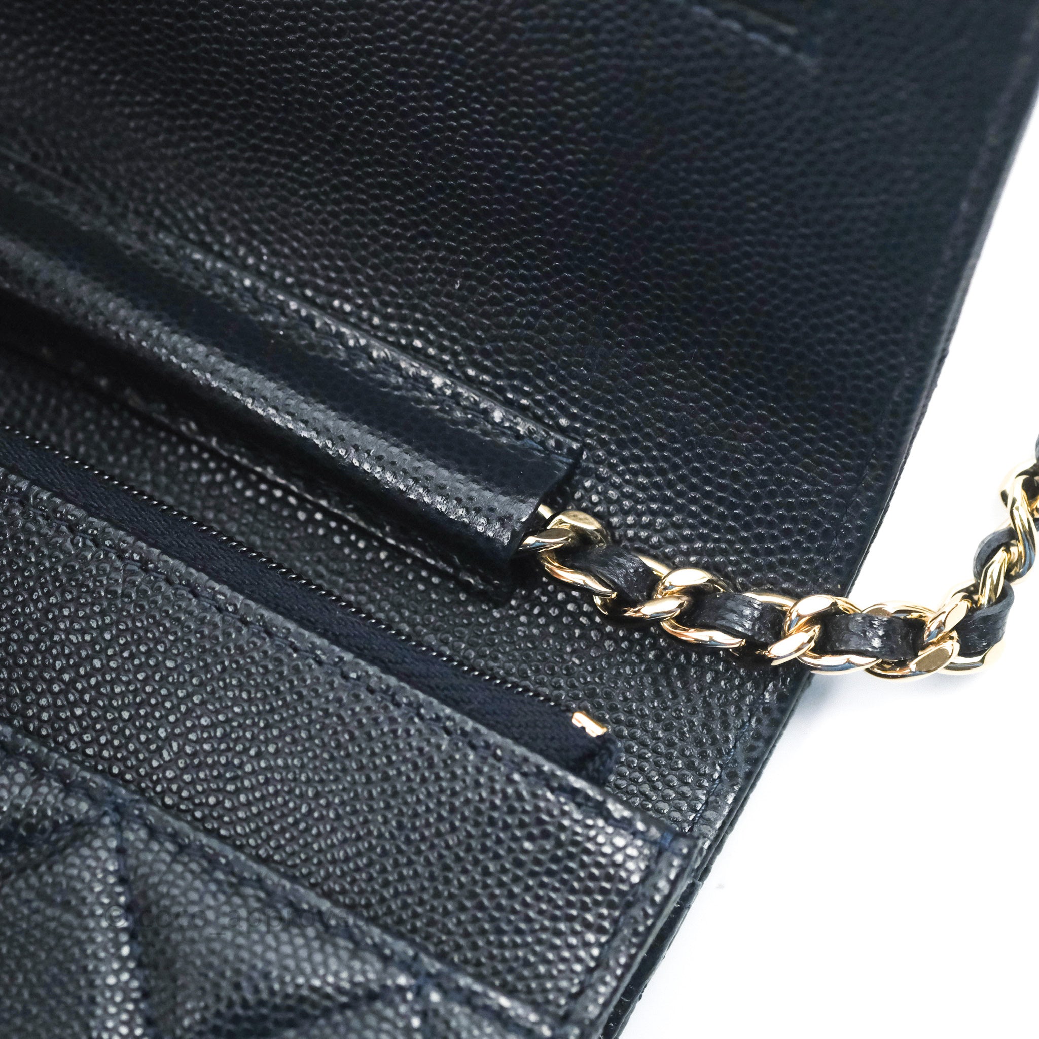 Chanel Quilted Classic Wallet on Chain WOC Navy Caviar Gold Hardware
