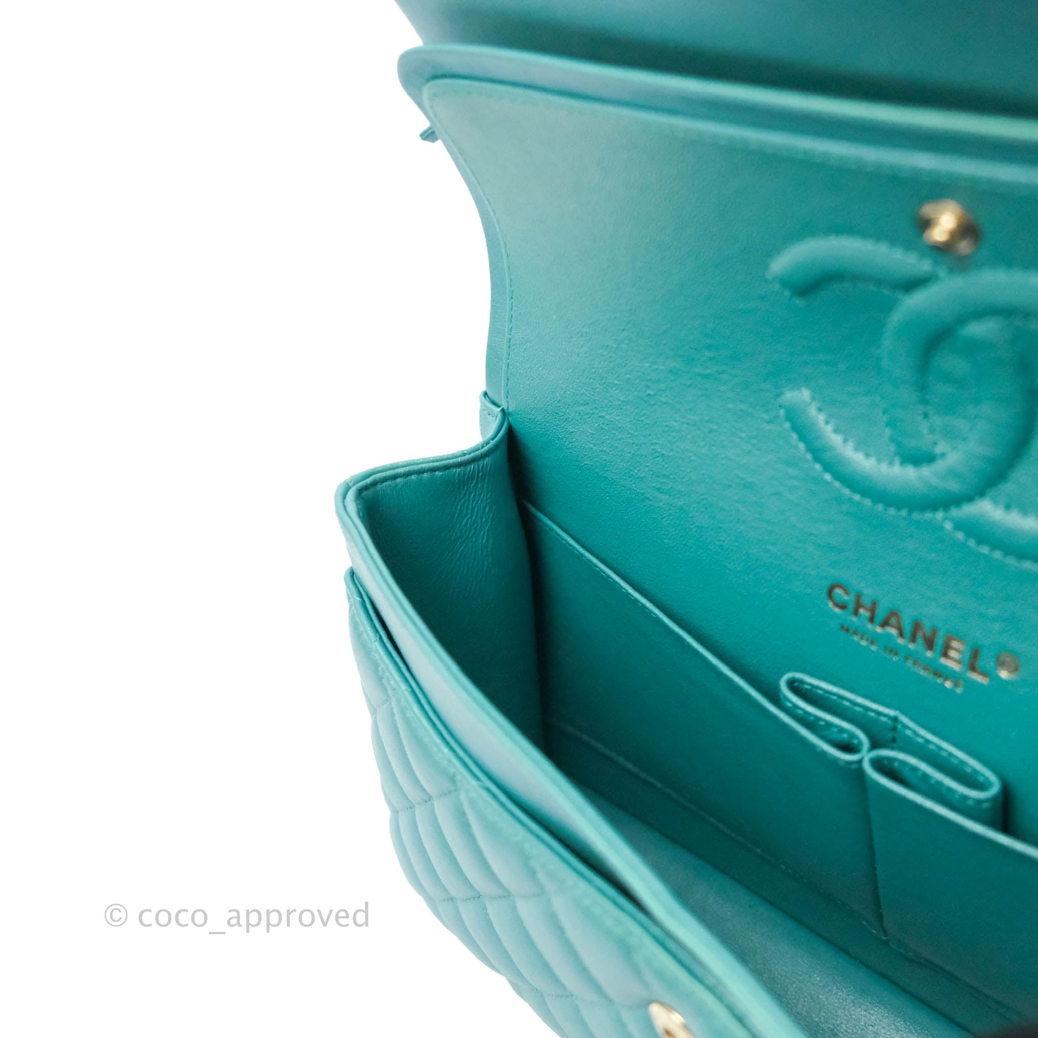 Chanel Classic M/L Medium Double Flap Iridescent Turquoise