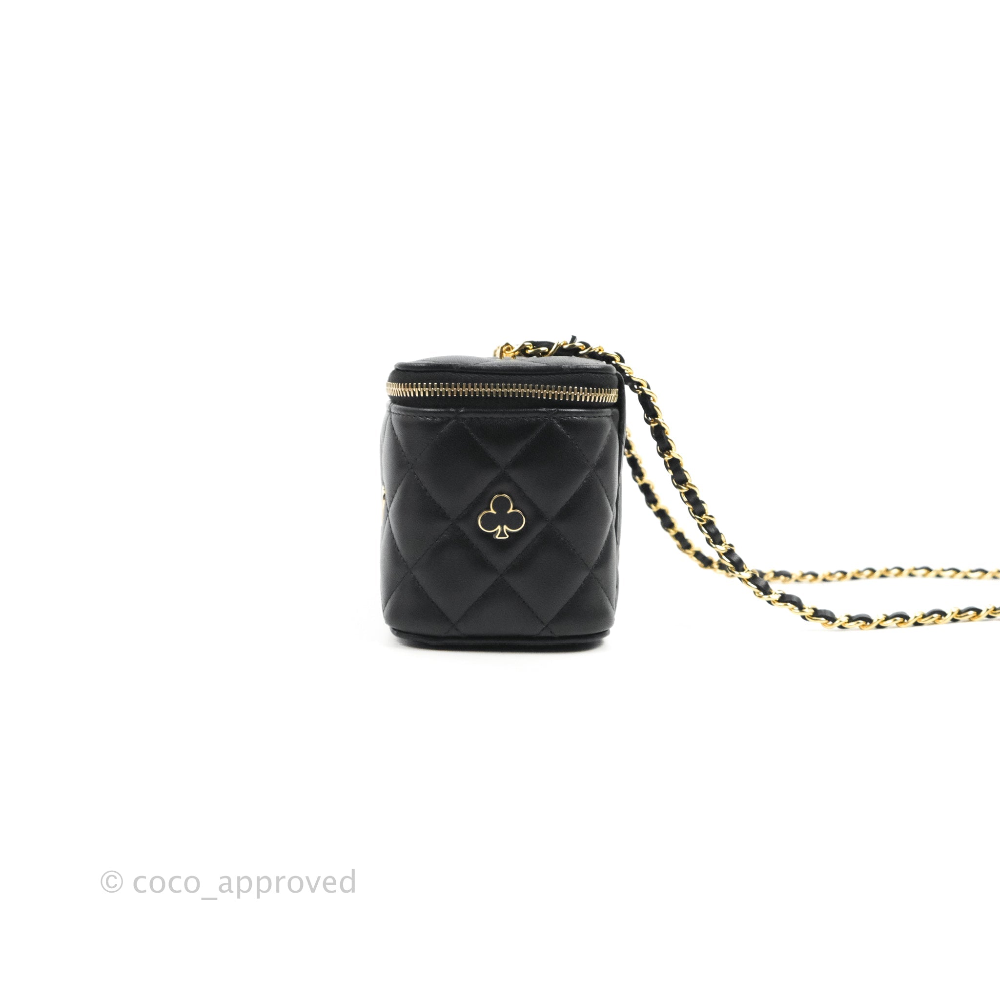 Chanel 23C 19 Wristlet Pouch Black Lambskin with multi-tone hardware