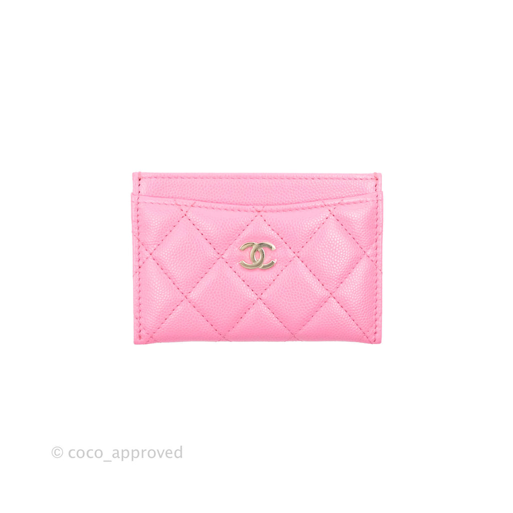 Chanel Classic Flat Card Holder Pink Caviar Gold Hardware