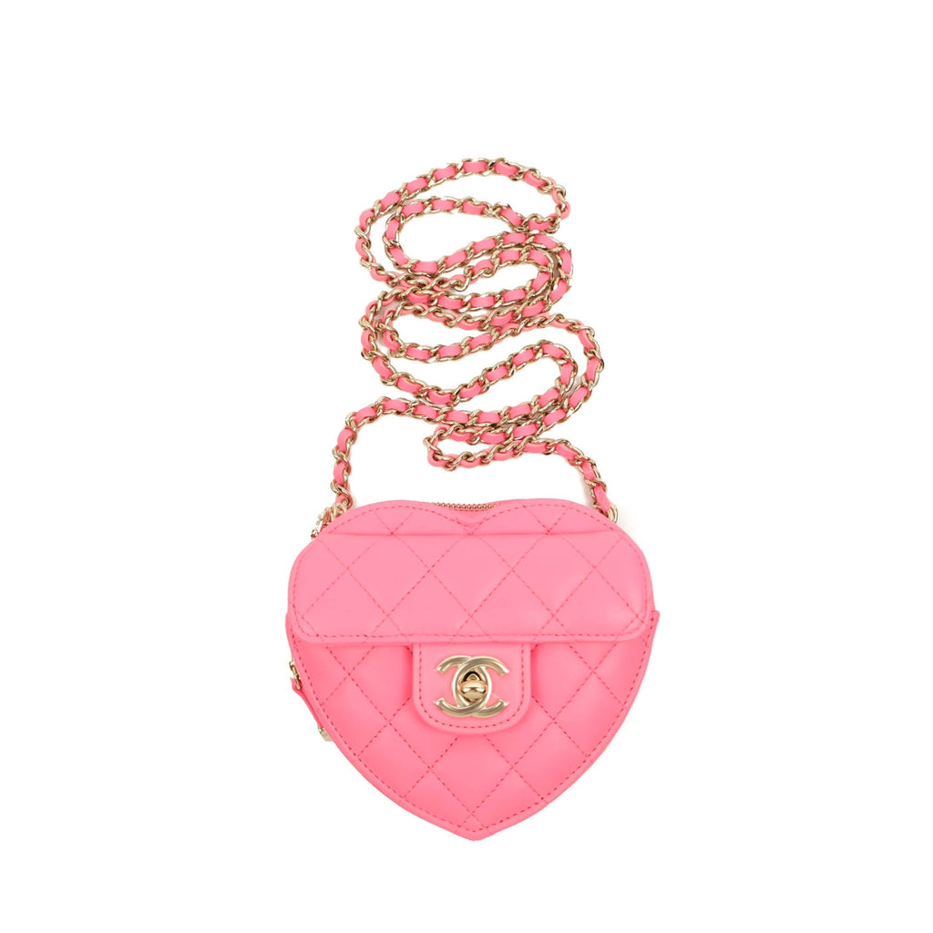 Chanel Small Heart Bag Pink Lambskin Gold Hardware 22S
