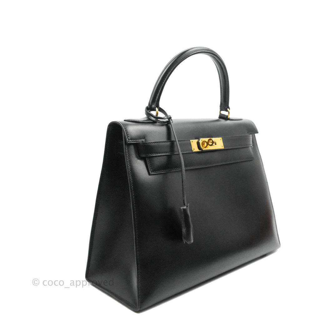 Hermès Kelly 28 Sellier Black Box Leather Gold Hardware