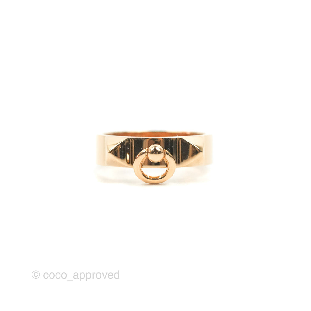 Hermes Collier de Chien Ring Small Model Rose Gold Size 53