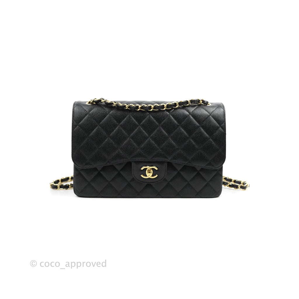 Chanel Jumbo Double Flap Black Caviar Gold Hardware