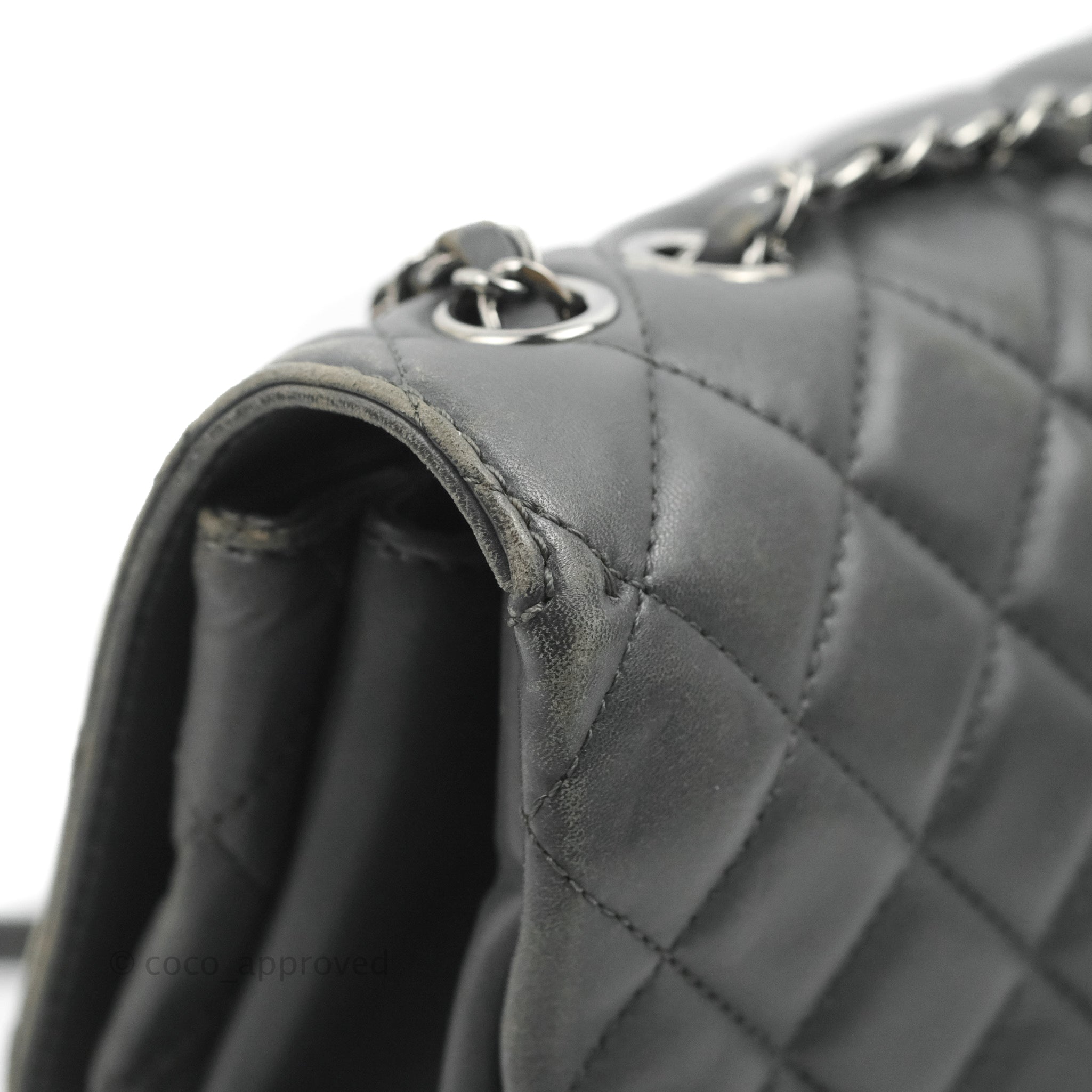 CHANEL Lambskin Quilted Small Coco Lux Flap Grey 332484