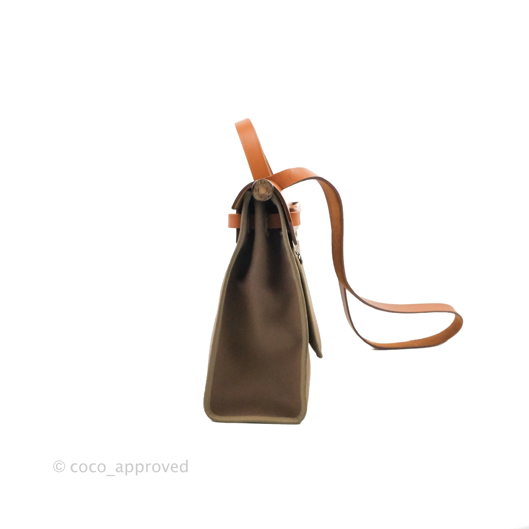 New HERMÈS Herbag Zip 31 bag Trench/Fauve Leather w/Canvas Brown
