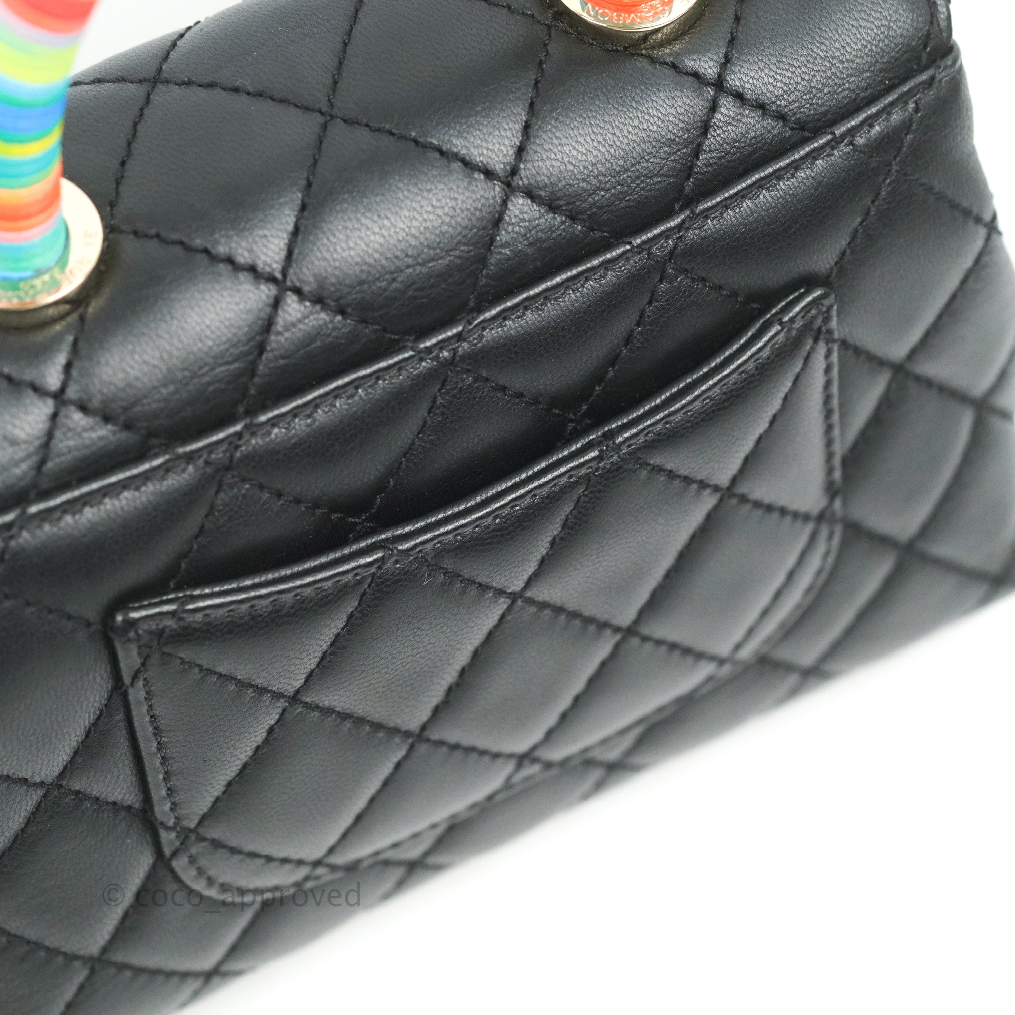 Chanel Quilted Clutch with Chain Black Lambskin Silver Hardware