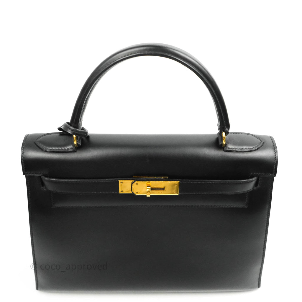 Hermès Kelly 28 Sellier Black Box Leather Gold Hardware