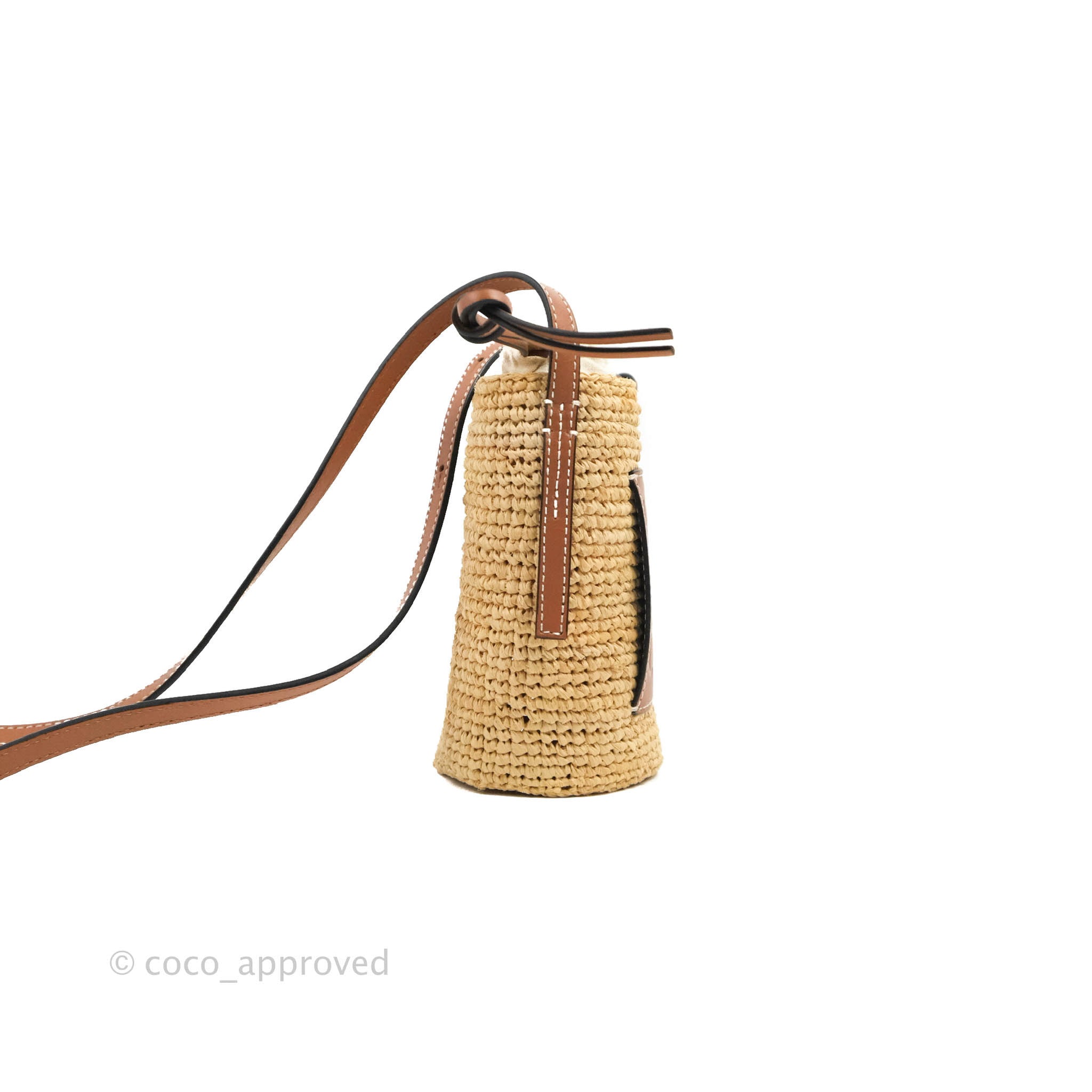 Loewe Cylinder Pocket In Raffia and Calfskin Natural/Tan – Coco