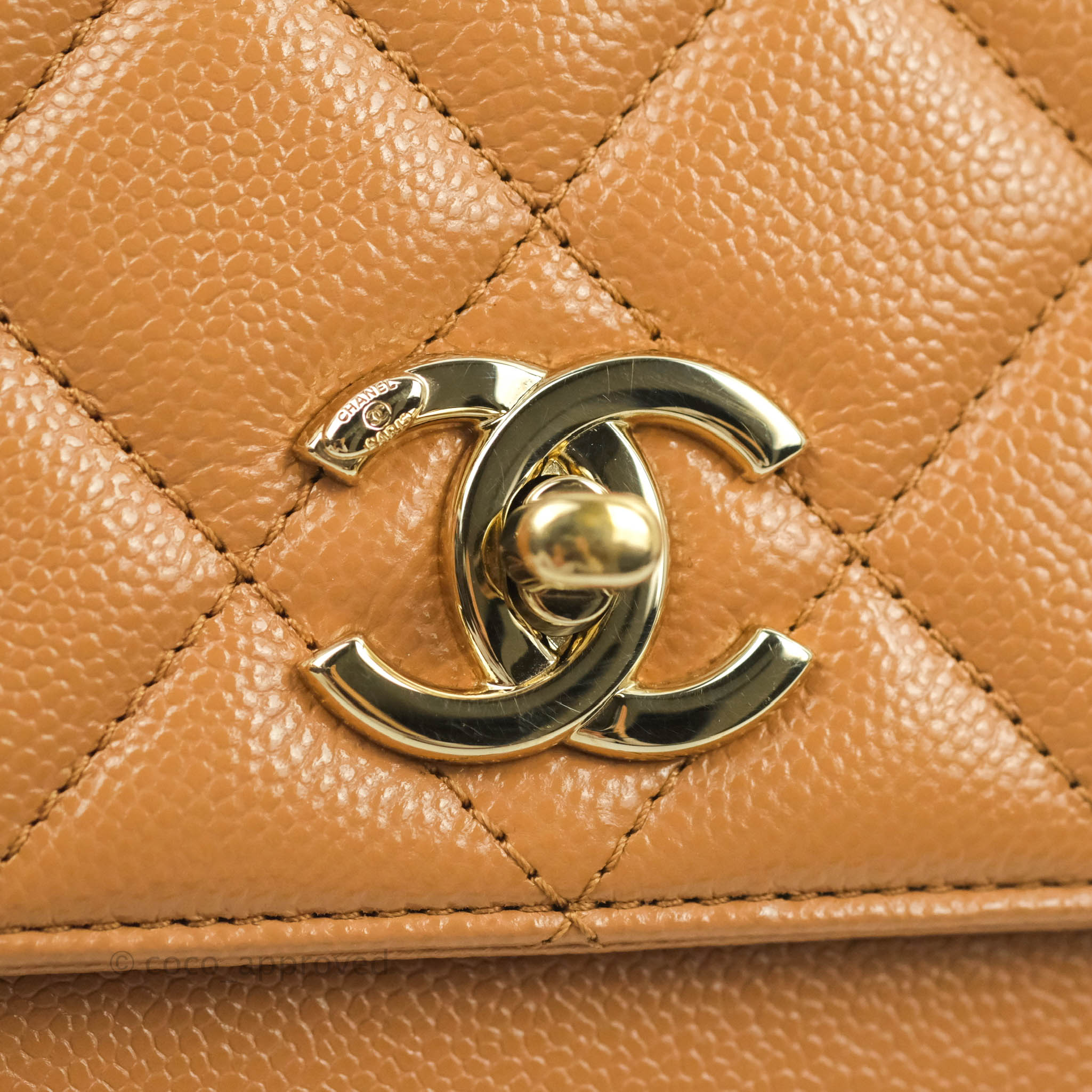 Chanel Quilted Medium Business Affinity Flap Caramel Caviar Gold Hardware  21P