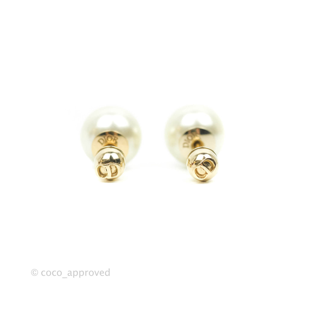 Christian Dior Mini Tribales Pearl Earrings Gold Tone