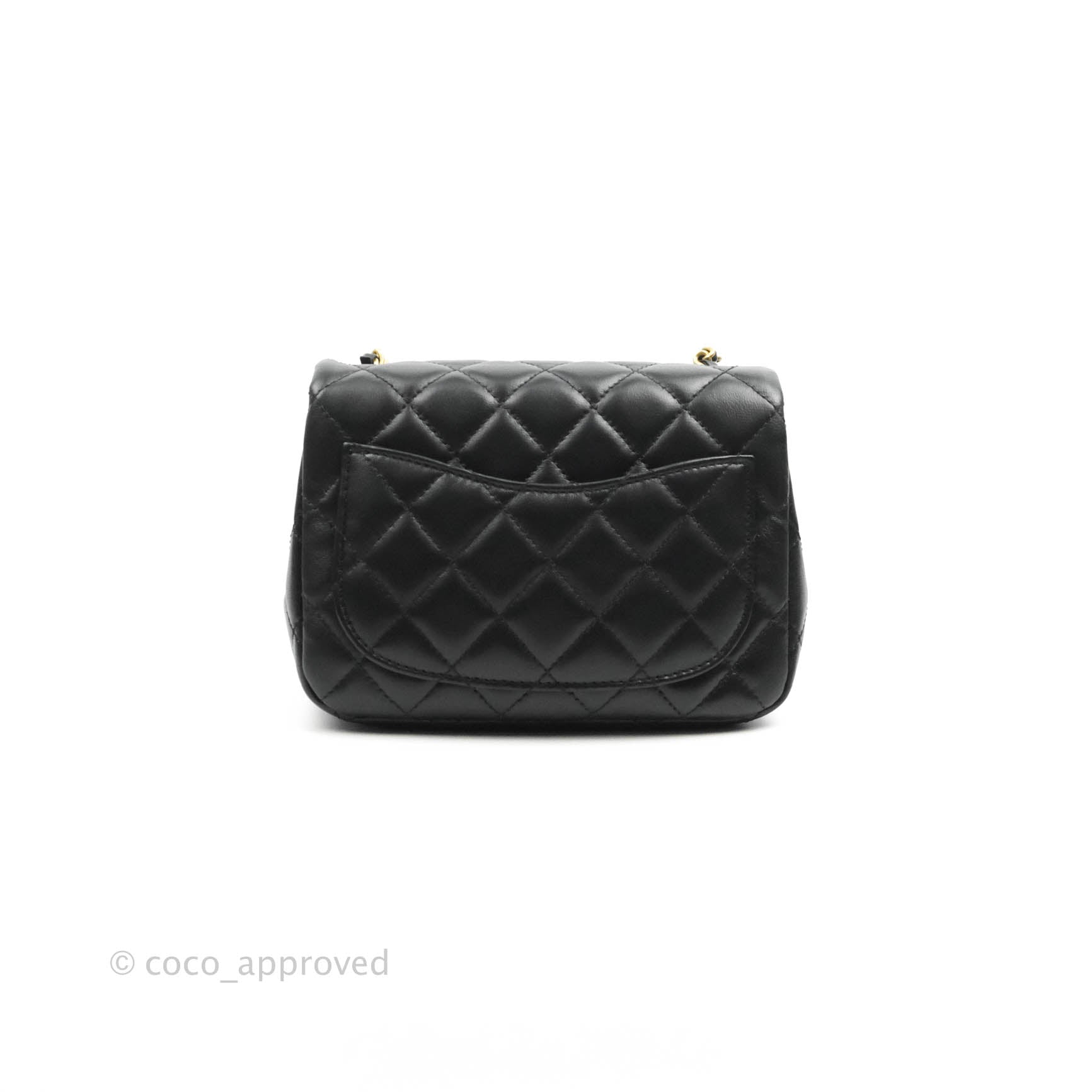 CHANEL Lambskin Quilted Mini Square Flap Black 1275414