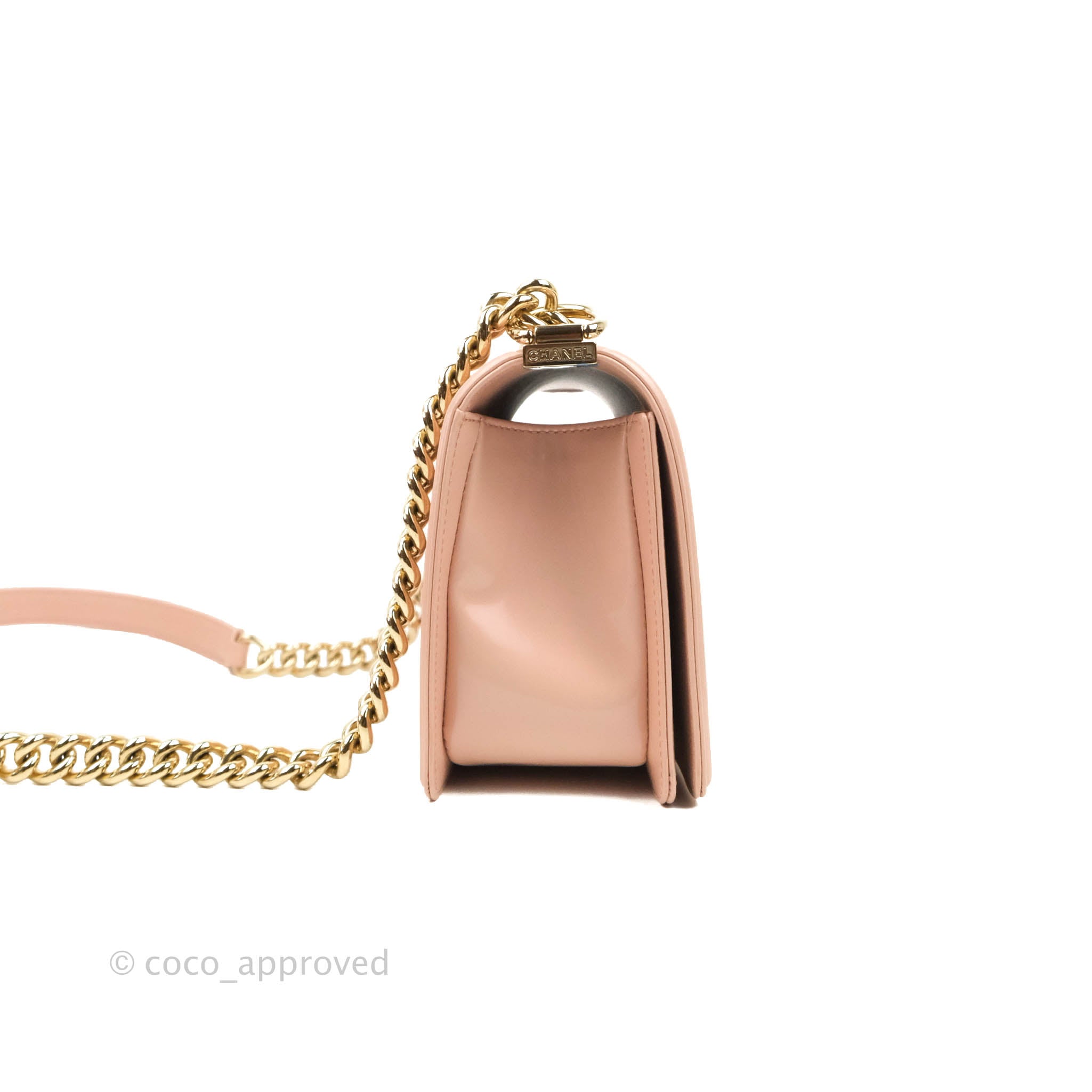 Chanel Quilted Medium Boy Iridescent Pink Shiny Calfskin Gold