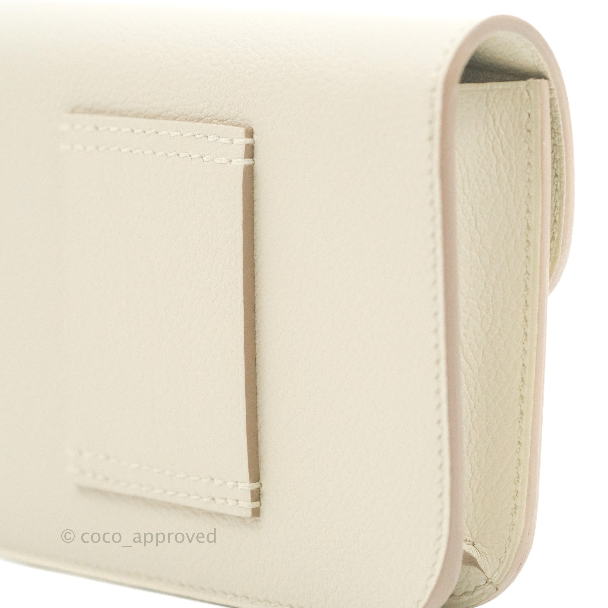 Hermès Constance Bleu Lin Evercolor Slim Wallet Gold Hardware, 2022 (Like New), Blue Womens Handbag