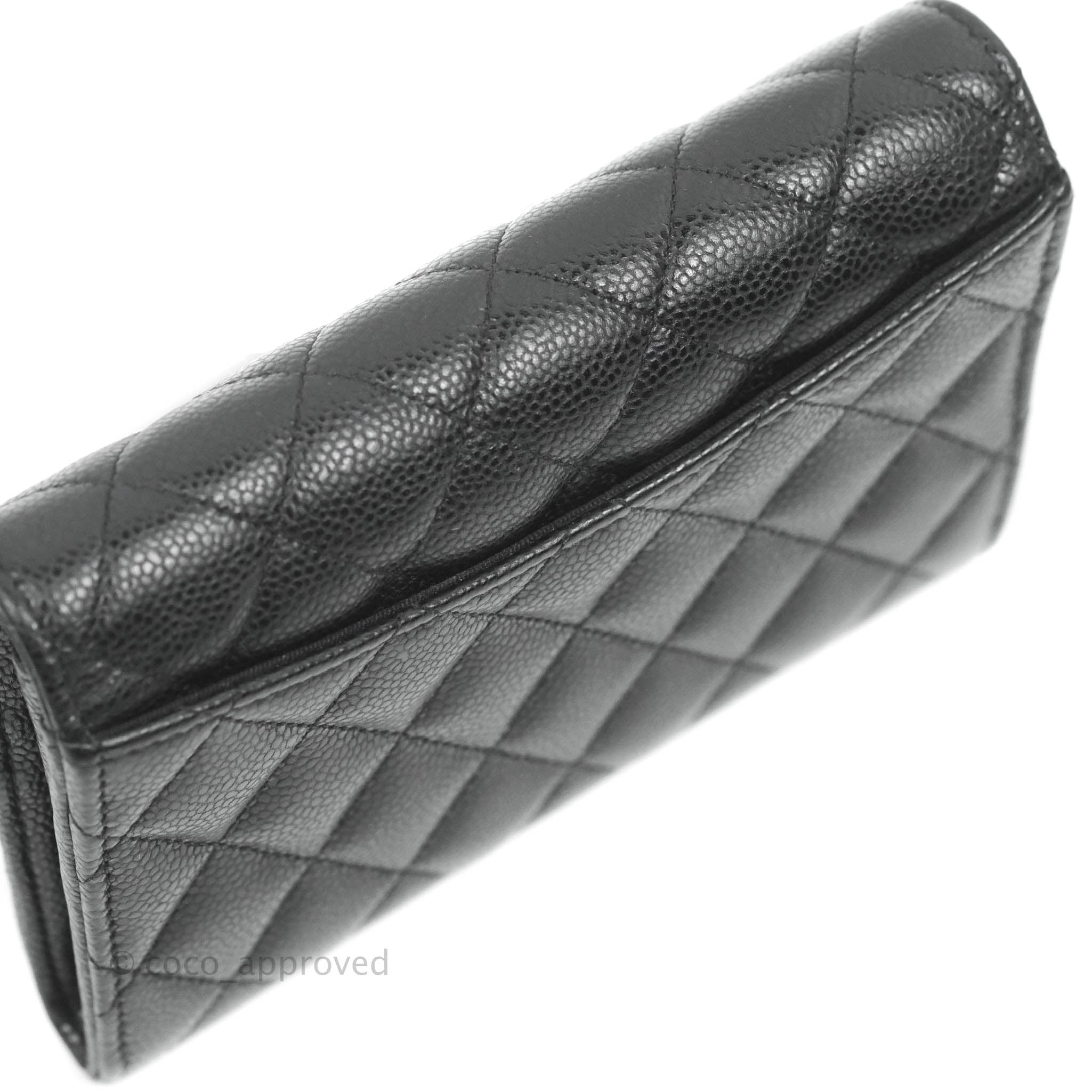 Chanel Classic Quilted Medium Flap Wallet Black Caviar Silver