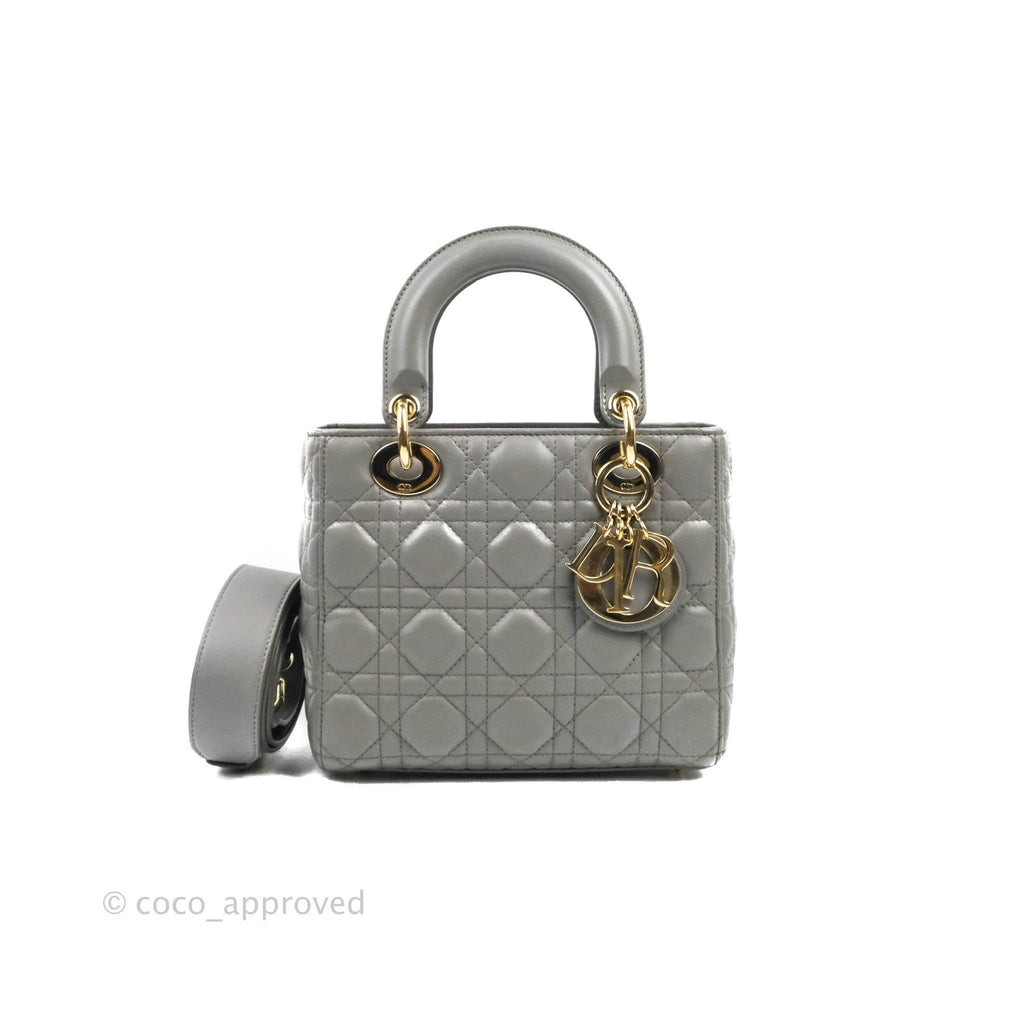 Christian Dior Lambskin My ABCDior Lady Dior Grey Gold Hardware