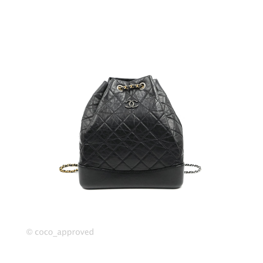 Chanel Medium Gabrielle Backpack Black Aged Calfskin