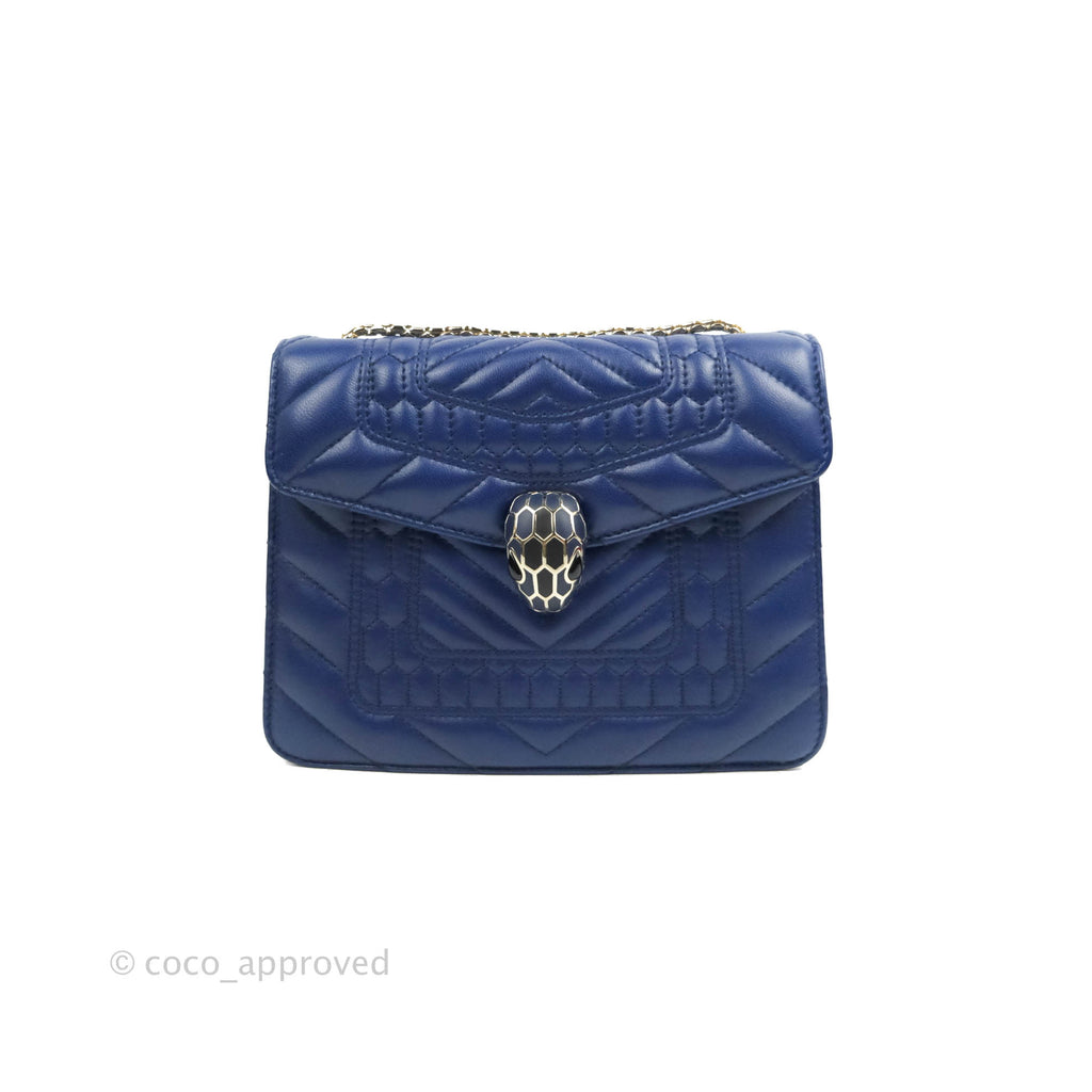 Bvlgari Small Quilted Scaglie Serpenti Forever Shoulder Bag in Blue
