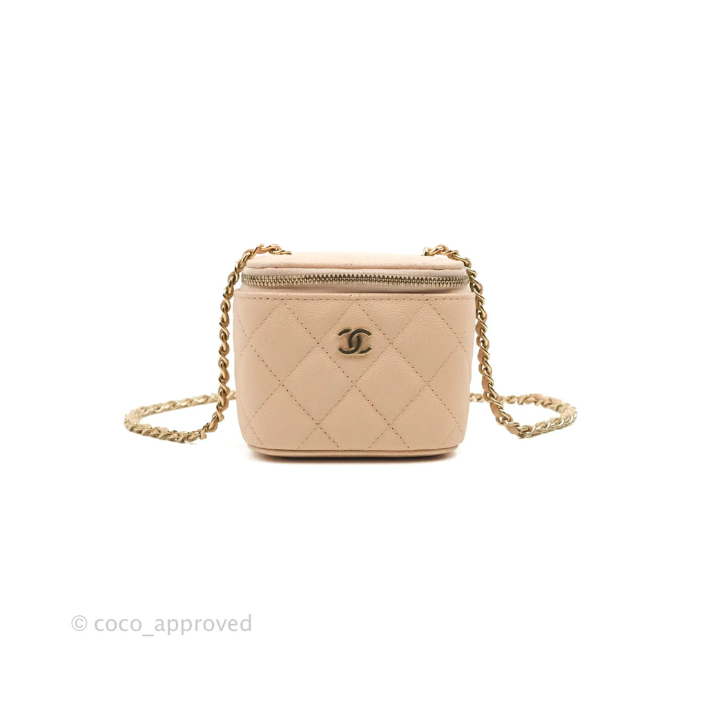 Chanel Mini Vanity With Chain Rose Clair Pink Caviar Gold Hardware