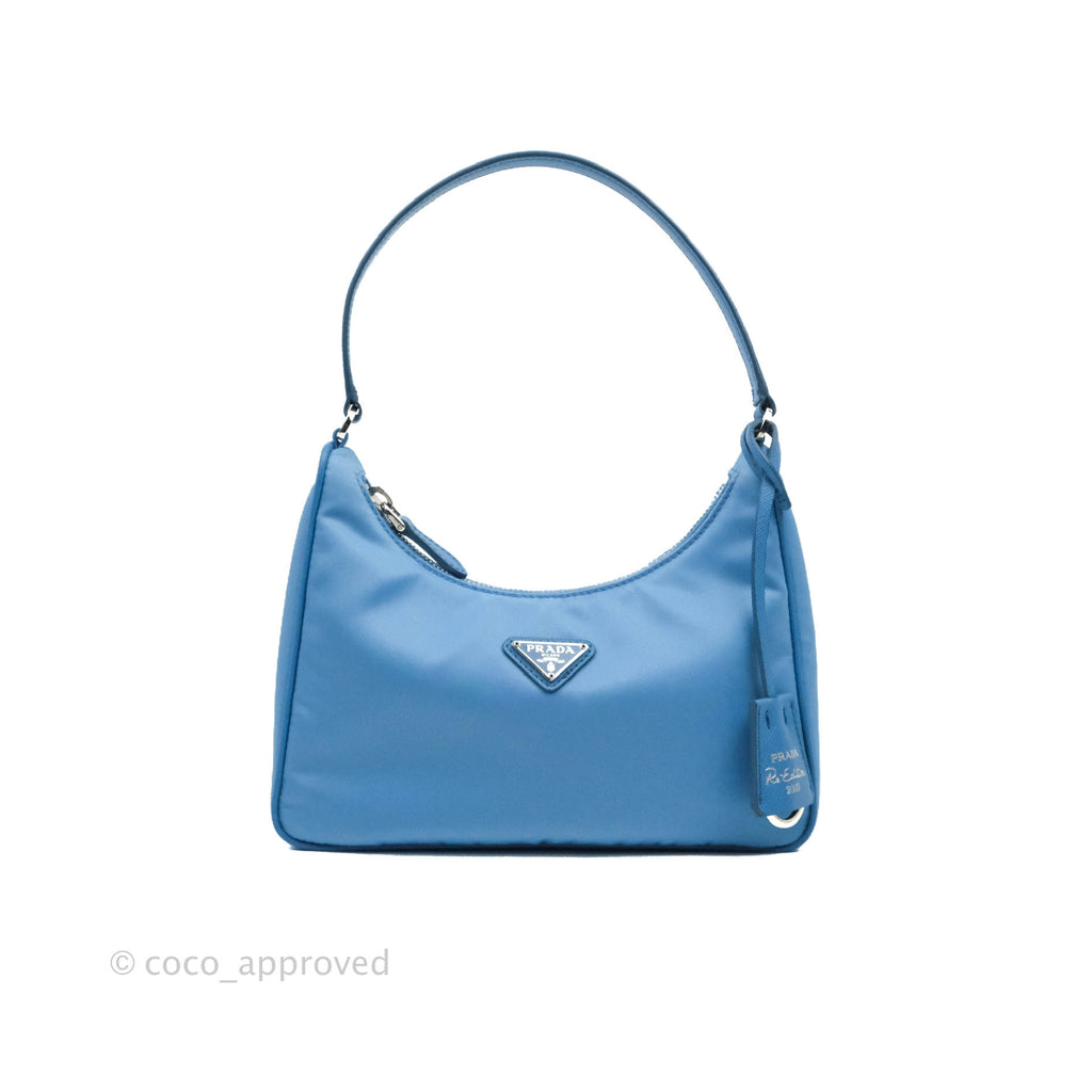 Prada Re-Edition 2005 Re-Nylon Mini Bag Blue Silver Hardware