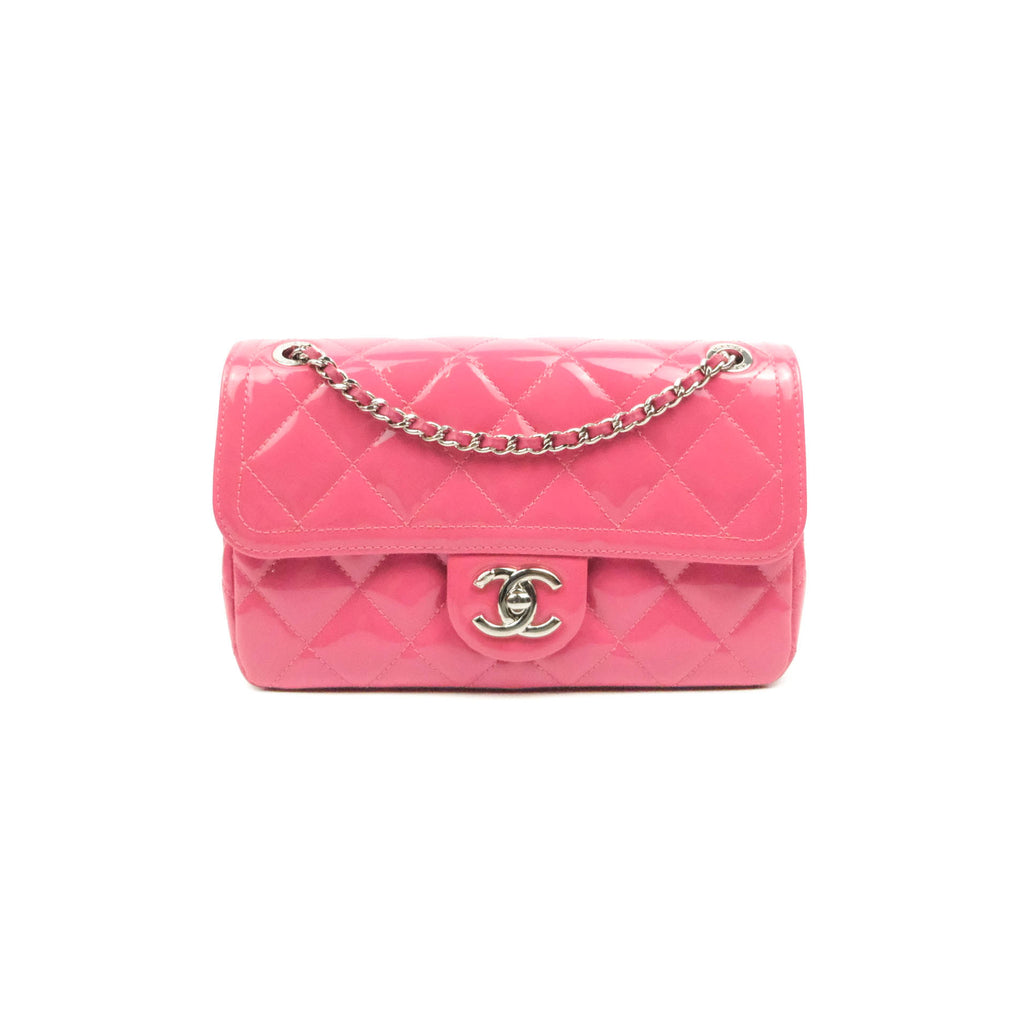 Chanel Coco Shine Small Flap Quilted Patent Calfskin Pink Silver Hardware