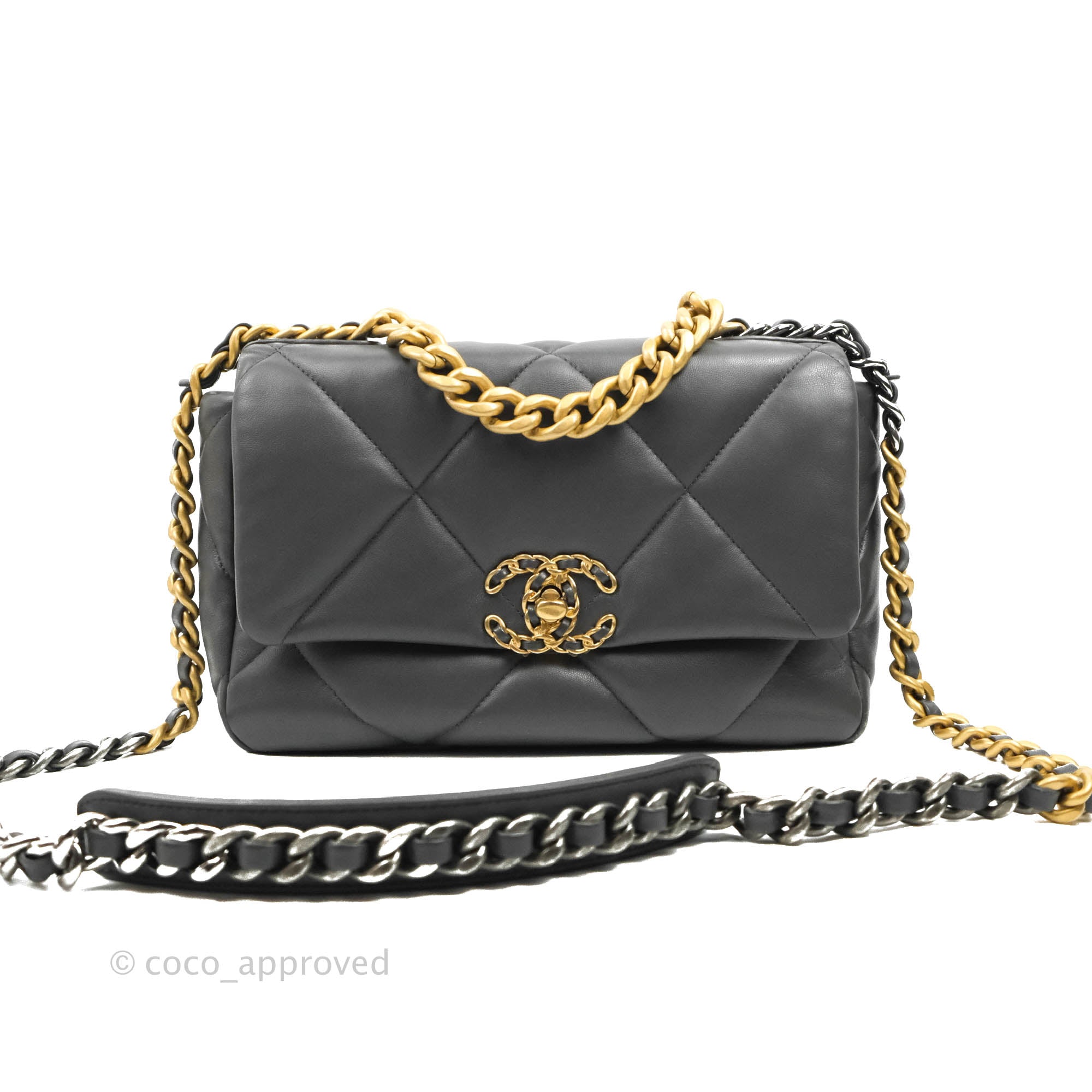 Chanel 19 Small Dark Grey Mixed Hardware – Coco Approved Studio