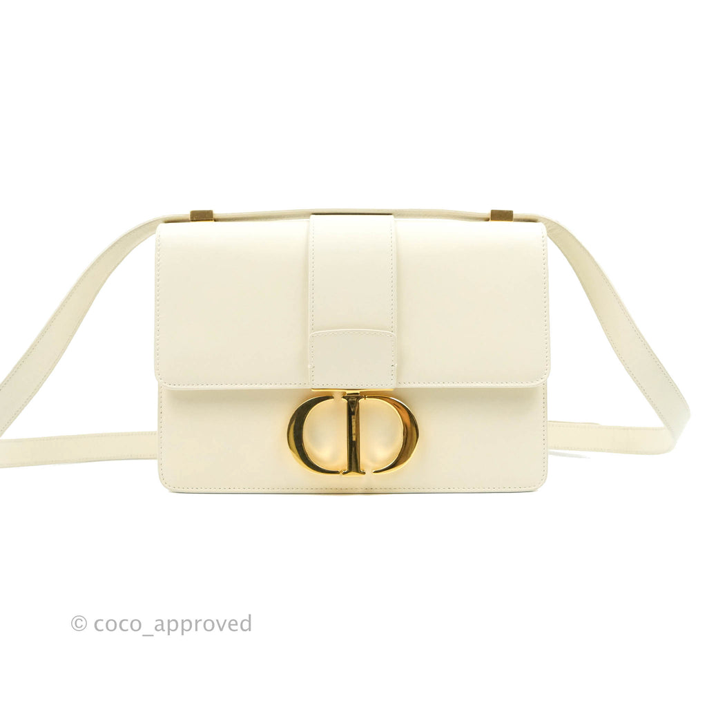 Christian Dior 30 Montaigne Bag White Calfskin Gold Hardware