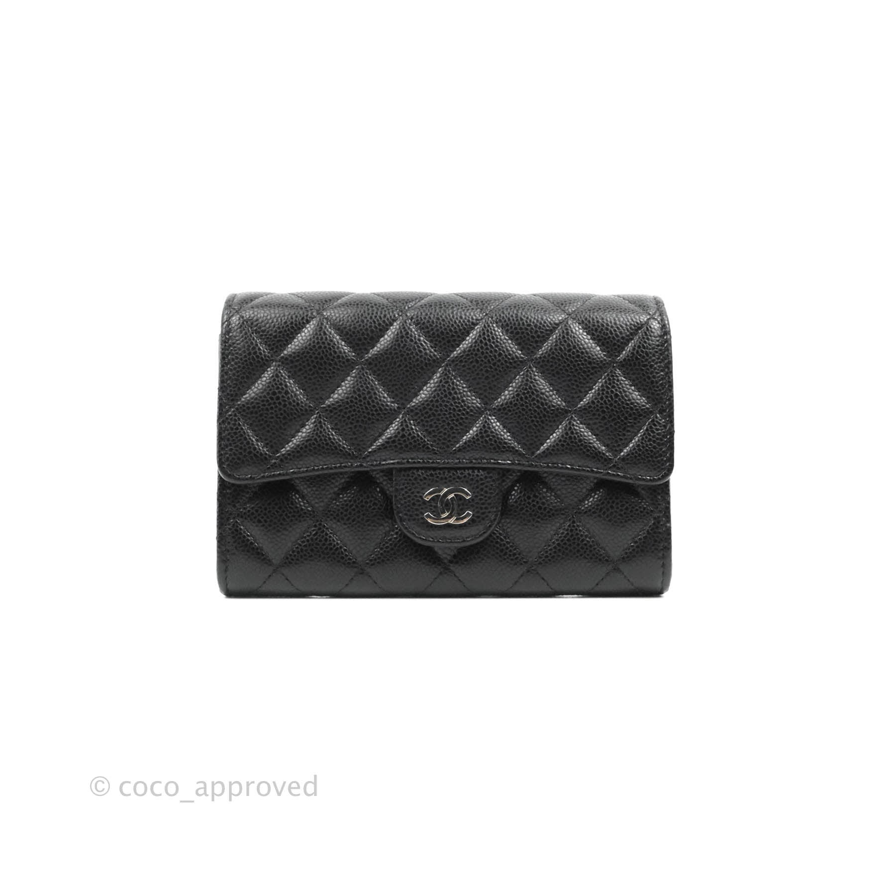 小物 CHANEL MEDIUM FLAP WALLET Chanel Classic Quilted Medium Flap Wallet Black Caviar Silver