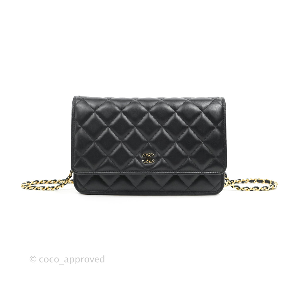 Chanel Quilted Classic Wallet on Chain WOC Black Lambskin Gold Hardware
