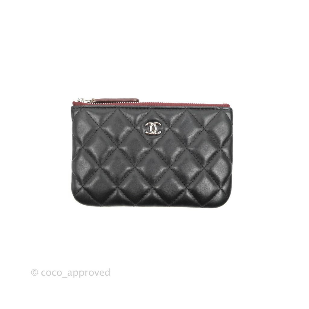 Chanel Quilted Mini O Case Black Lambskin Silver Hardware