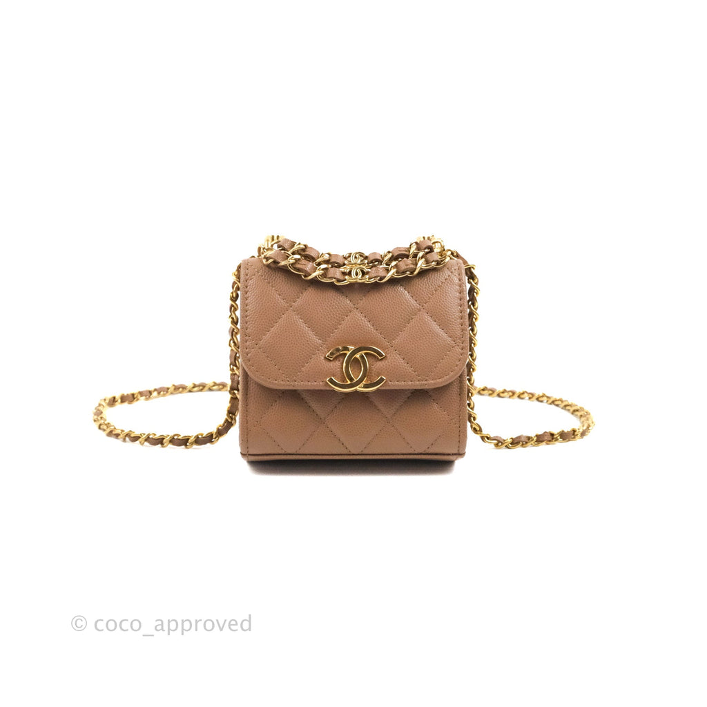 Chanel CC Chain Clutch with Chain Beige Caviar Gold Hardware