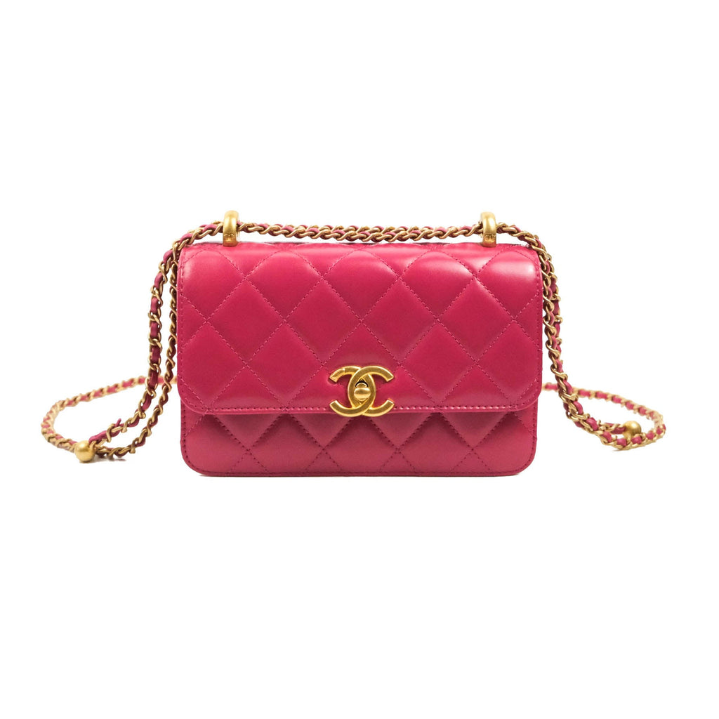 Chanel Quilted Mini Perfect Fit Adjustable Pink Calfskin Aged Gold Hardware 21A