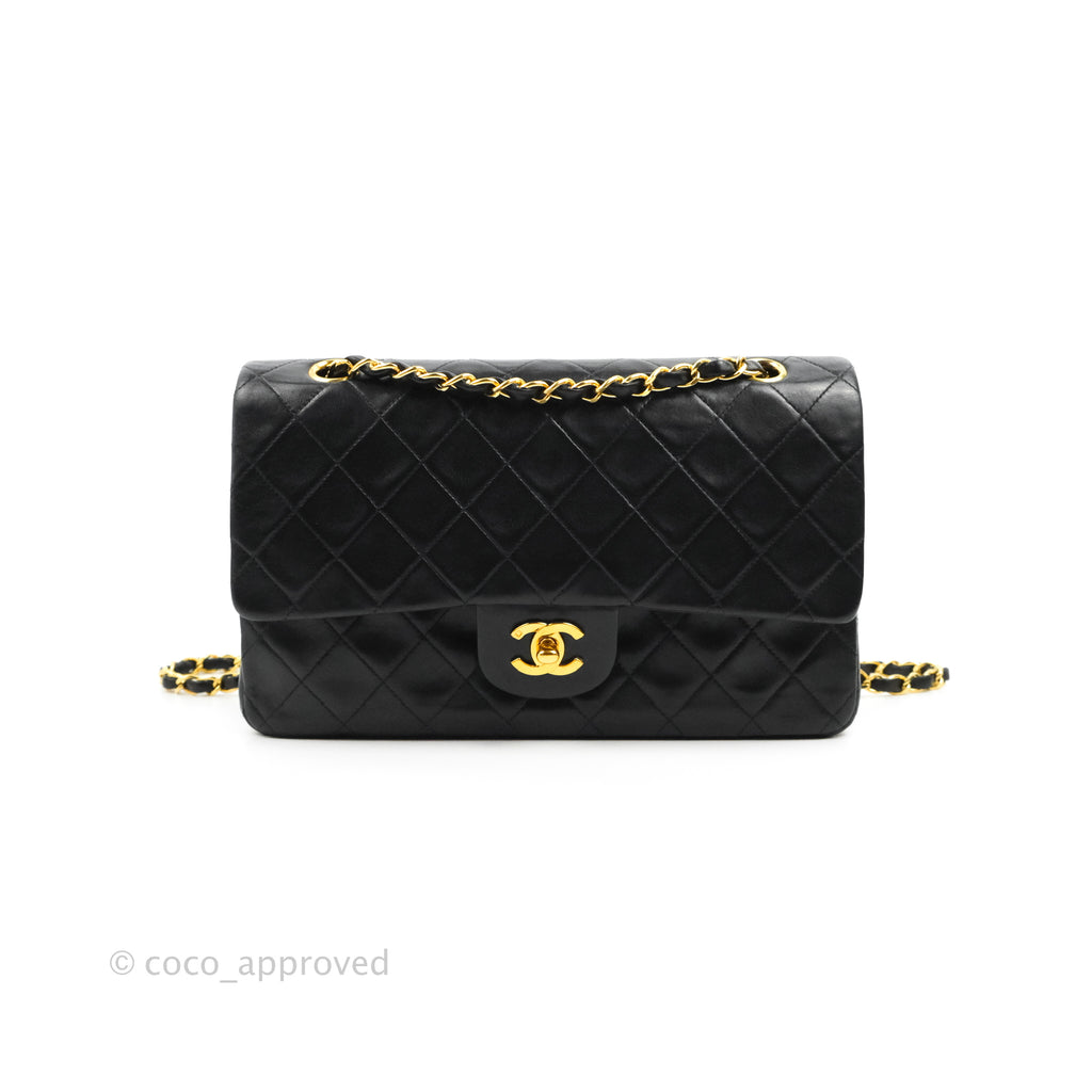 Chanel Classic Vintage Medium Flap Black Lambskin 24K Gold Hardware