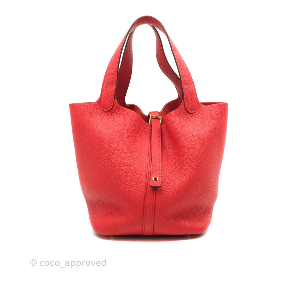 Hermès Picotin 22 Clemence Rouge de Coeur Gold Hardware