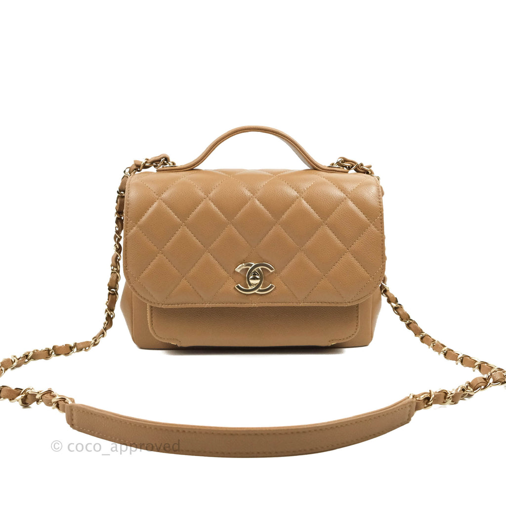 Chanel Quilted Medium Business Affinity Flap Camel Caviar Gold Hardware