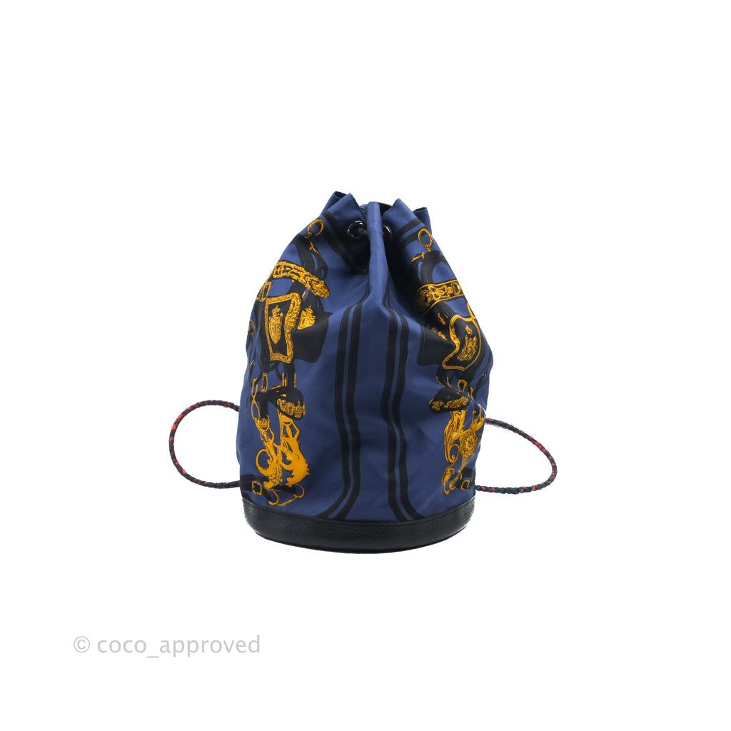 Hermes Sac Soie-Cool Drawstring Backpack Navy