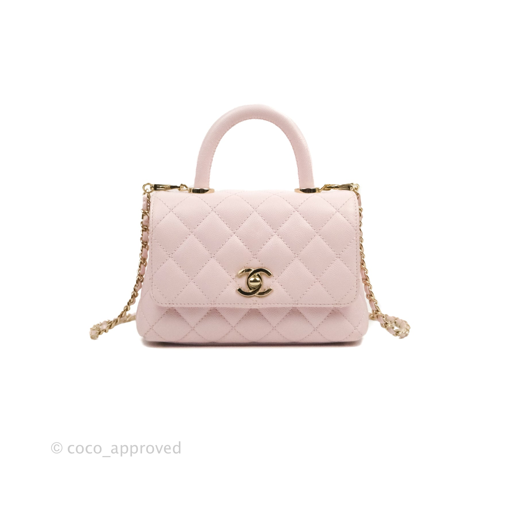 Chanel Mini Coco Handle Quilted Light Pink Caviar Gold Hardware – Coco  Approved Studio