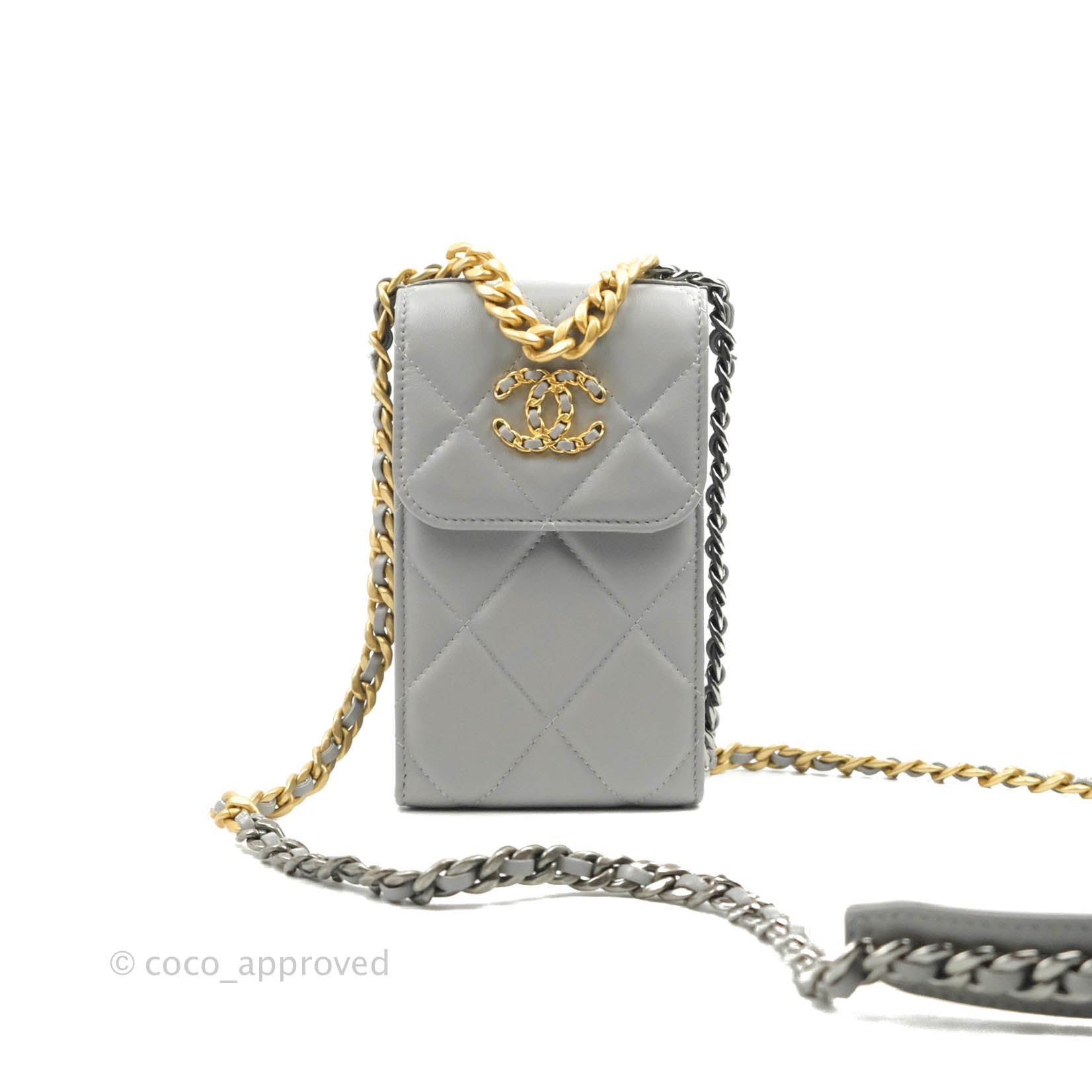 Chanel 19 Phone Holder Grey Mixed Hardware – Coco Approved Studio