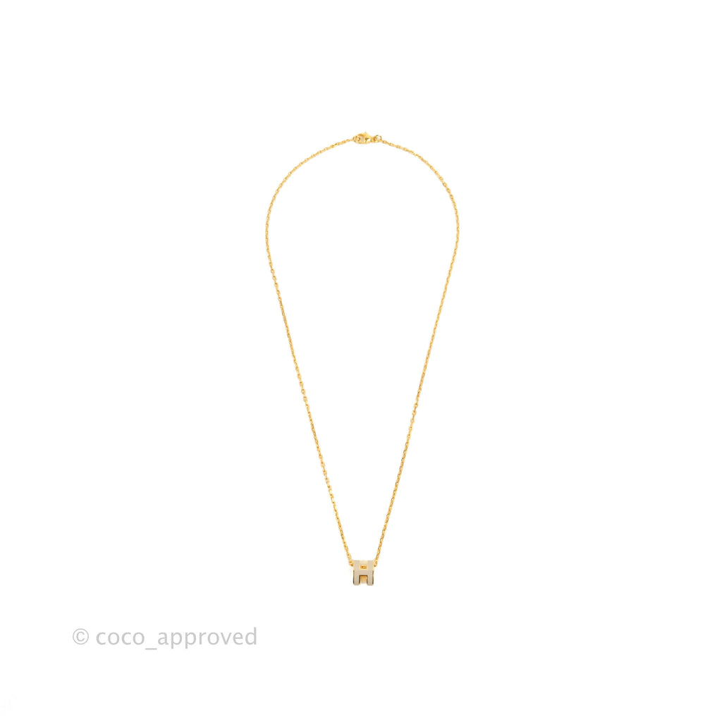Hermès Mini Pop H Marron Glace Pendant Necklace Gold Hardware