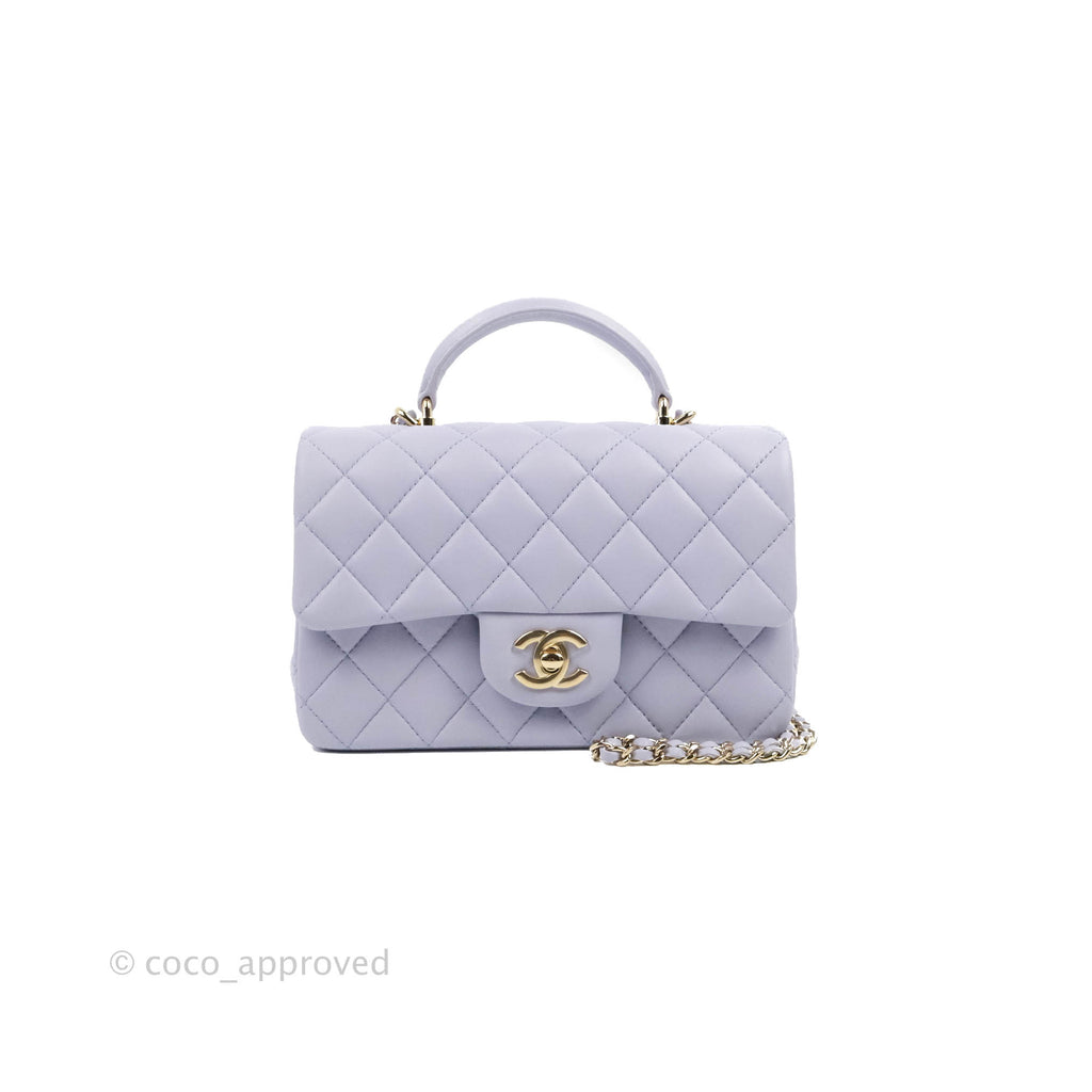 Chanel Top Handle Mini Rectangular Flap Bag Lilac Lambskin Gold Hardware