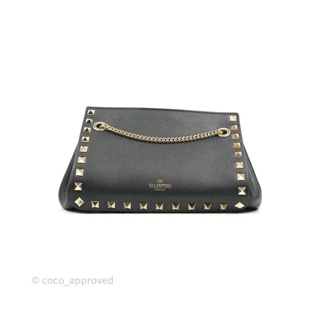 Valentino Garavani Mini Rockstud Caviar Shoulder Bag In Black