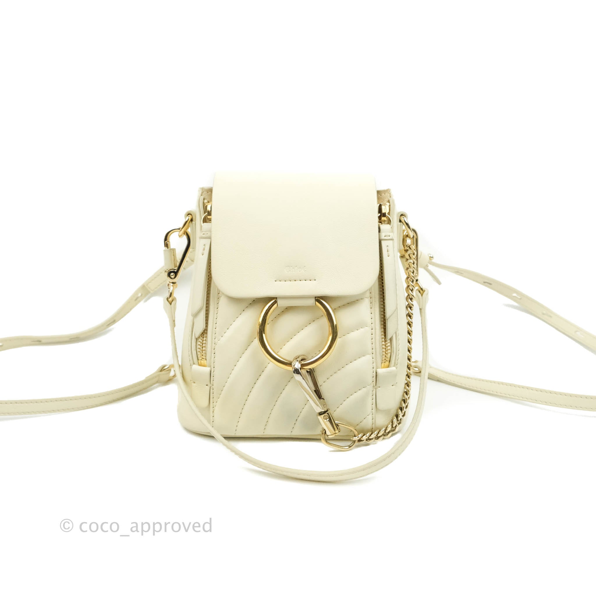 Chloé Mini Faye Backpack Ivory White Calfskin – Coco Approved Studio