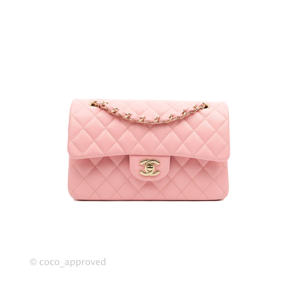 Chanel Small Classic Quilted Flap Pink Caviar Gold Hardware