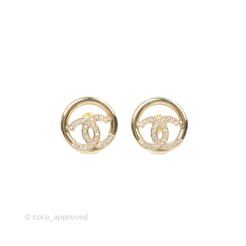 Chanel CC Crystal Pearl Earrings 22C